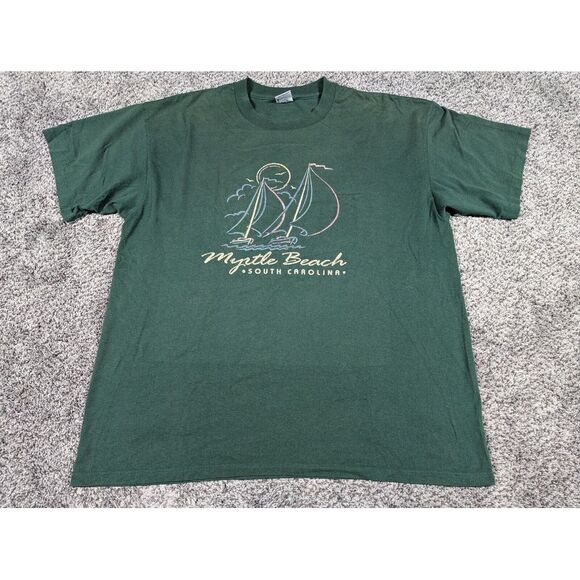 Vintage Myrtle Beach Shirt Mens XXL Green‎ Single Stitch Cal Cru Made in USA - Picture 1 of 10